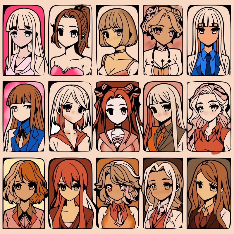 girls that look diffrent anime