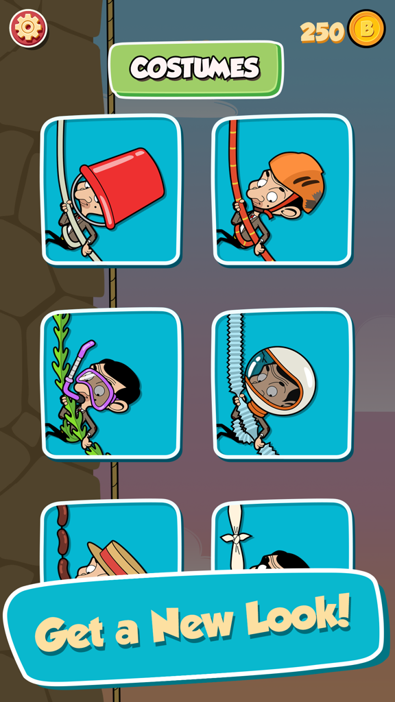 Mr Bean - Risky Ropes - Mr Bean Charakteranpassungsmenü mit verschiedenen albernen Kostümen und Seilen