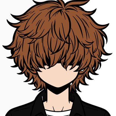 manga boy fluffy hair covering his eyes