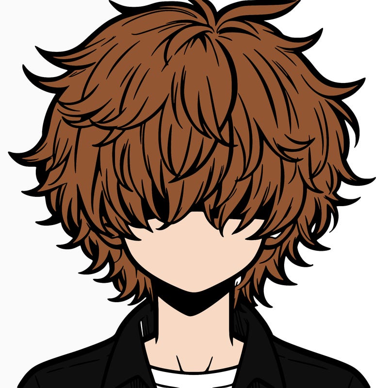 manga boy fluffy hair covering his eyes