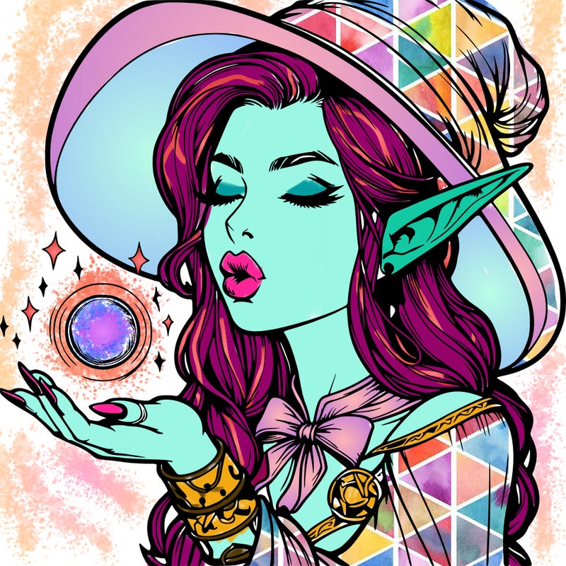 realistic elf casting a spell with lips