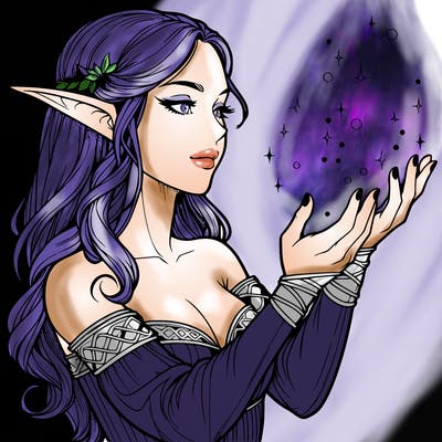 realistic elf girl doing magic