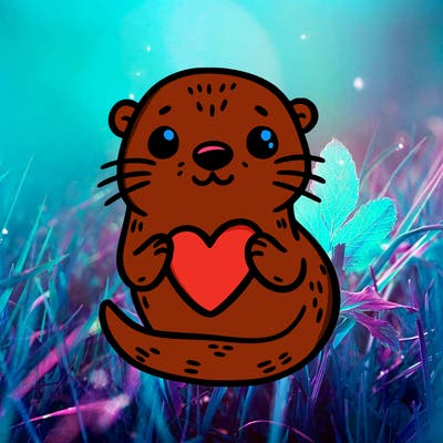 otter with a heart