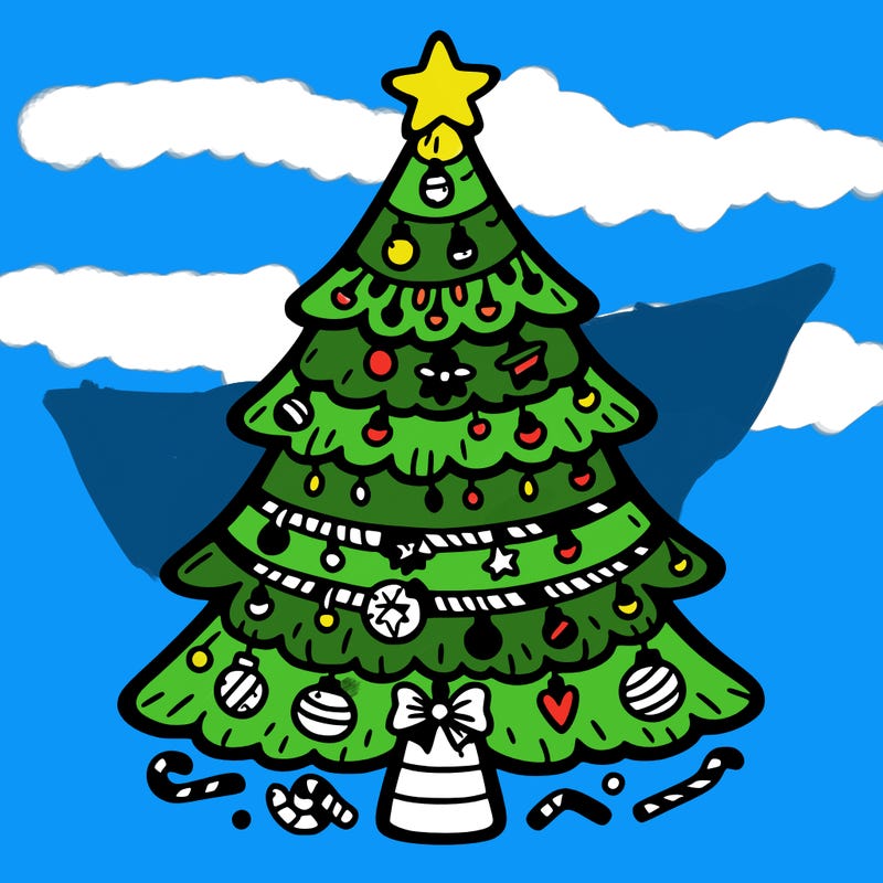 christmas tree with lots of details