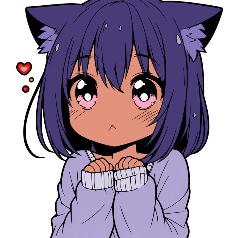 shy anime catgirl