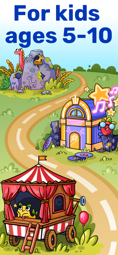 Math & Logic Games for Kids - Bunte Cartoon-Abenteuerkarte für Kinder von 5 bis 10 Jahren aus der App Mathe- und Logikspiele