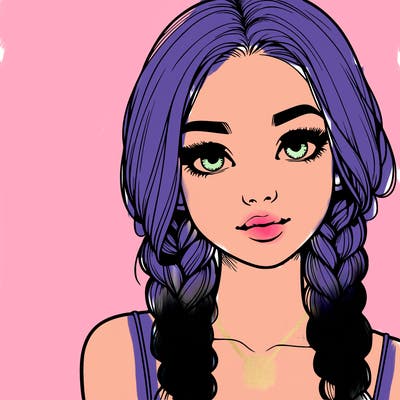 realistic girl with braids