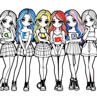 a group of girls realistic