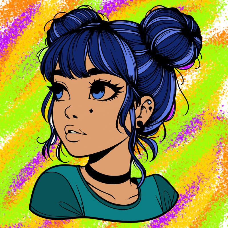 realistic girl with spacebuns