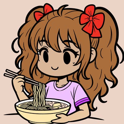 a girl eating ramen
