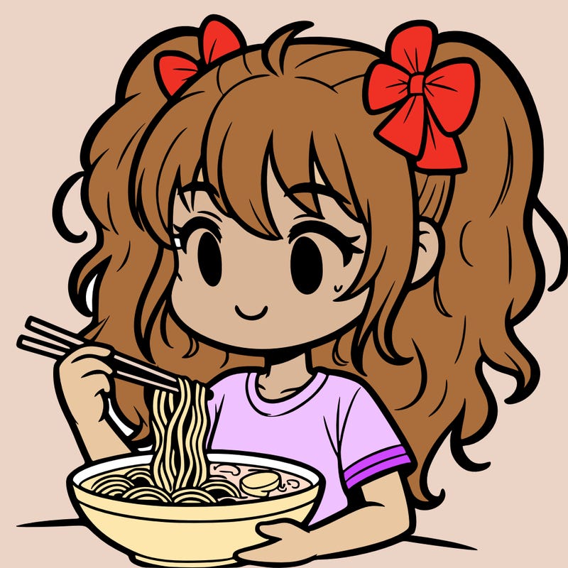 a girl eating ramen