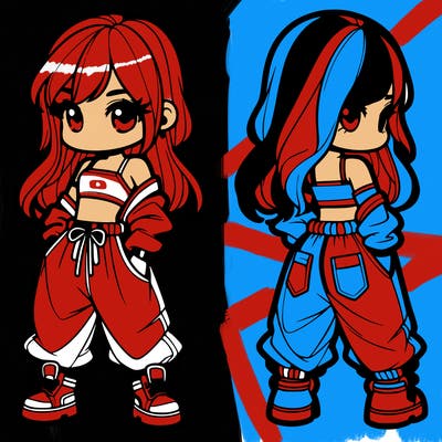 girl in crop top and baggy pants