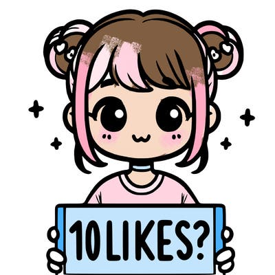 cute girl that is holding a sign that says 10 likes?