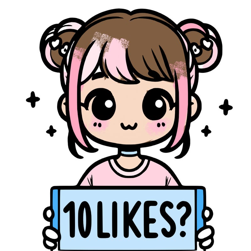 cute girl that is holding a sign that says 10 likes?