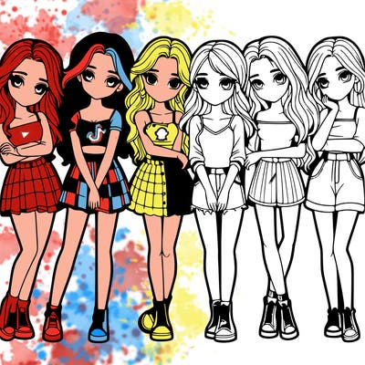 a group of girls realistic