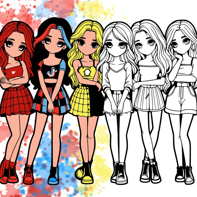 a group of girls realistic
