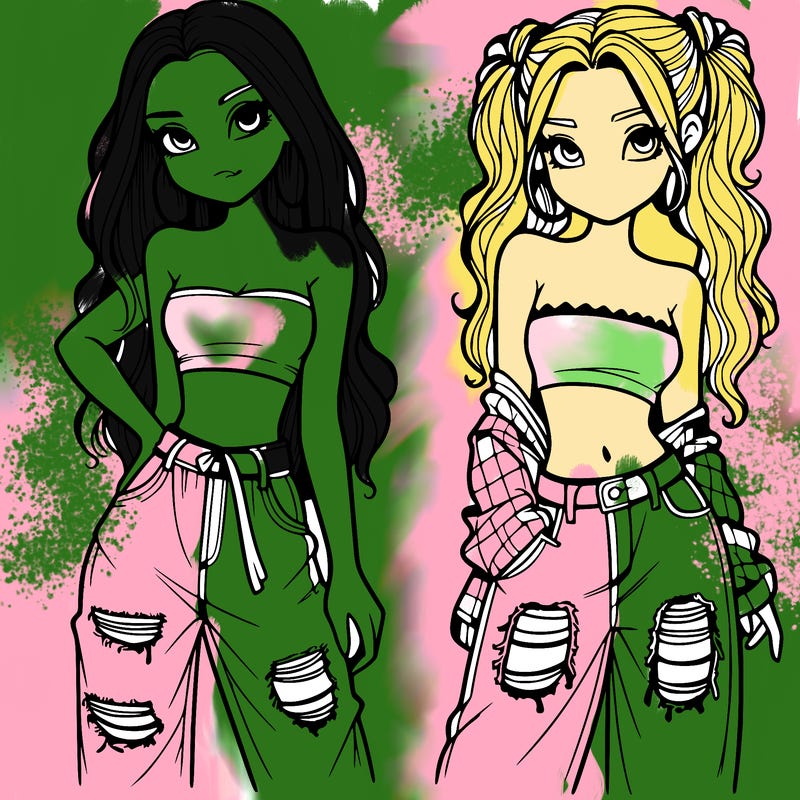 2 girls in crop tops and baggy jeans ripped