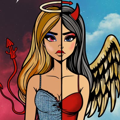 devil vs angel realistic girl