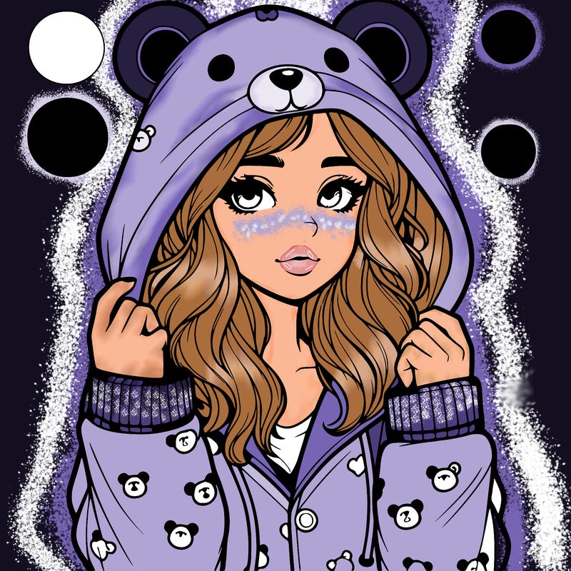 realistic girl in a animal pjs hoodie