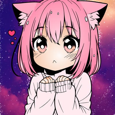 shy anime catgirl