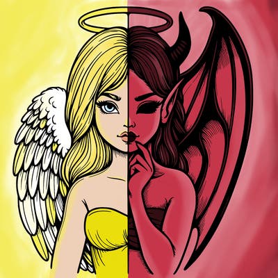 realistic angel half demon