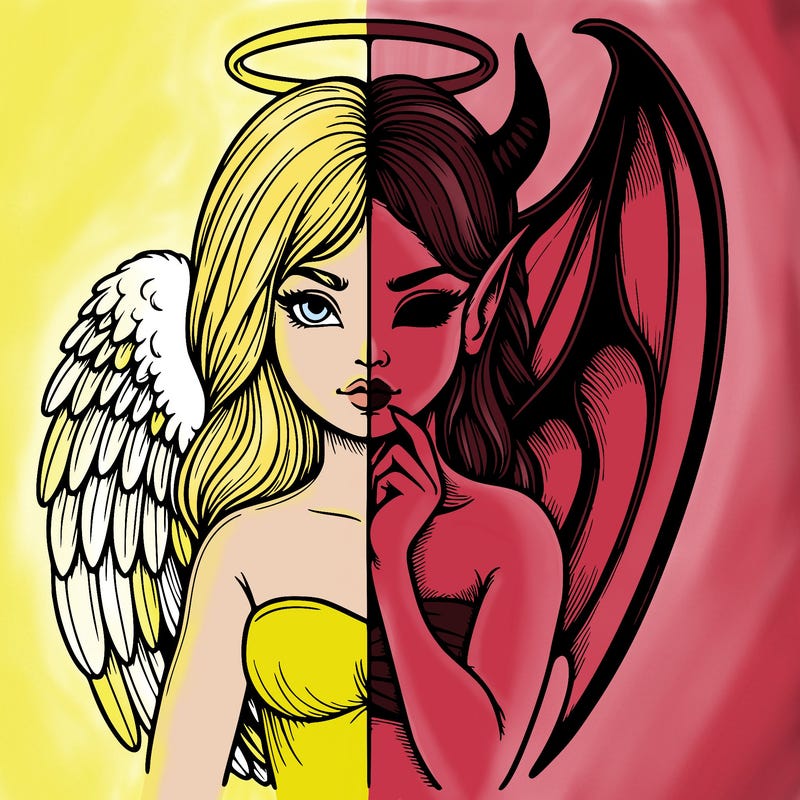 realistic angel half demon