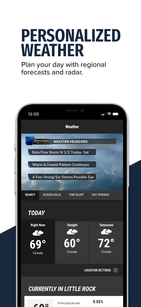 KARK 4 News ArkansasMatters - Personalized weather forecast and regional radar screen on the KARK 4 News app