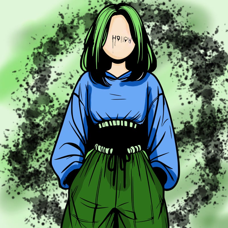 realistic girl faceless with baggy pants and a crop top