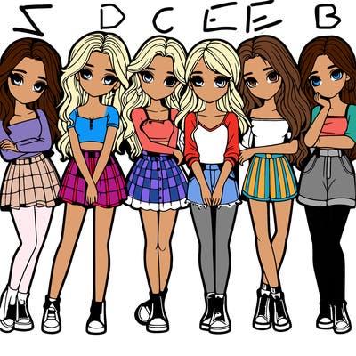 a group of girls realistic