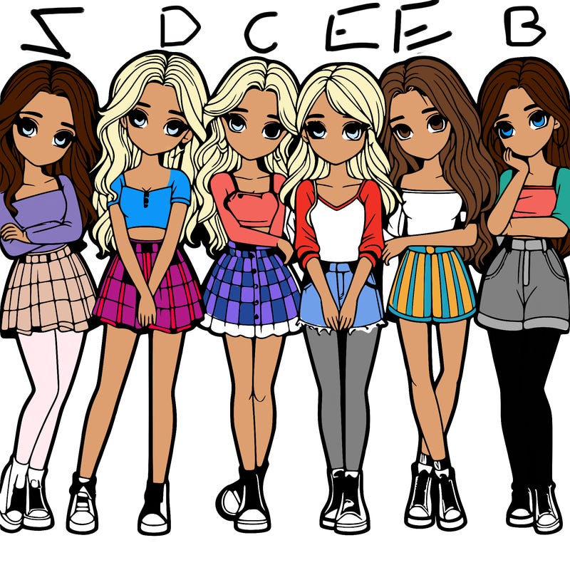 a group of girls realistic