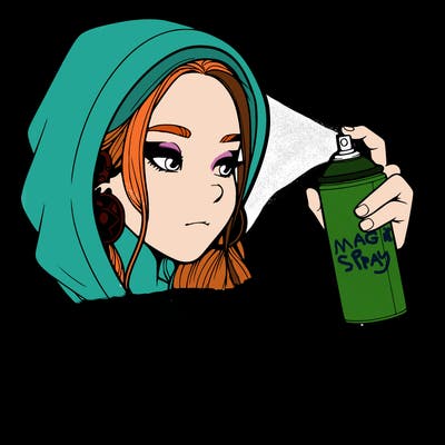 a realistic girl, spray painting