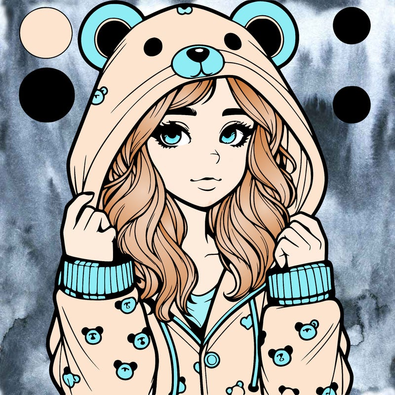 realistic girl in a animal pjs hoodie