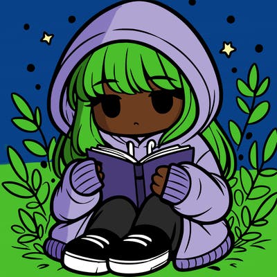 girl in oversized hoodie reading a book