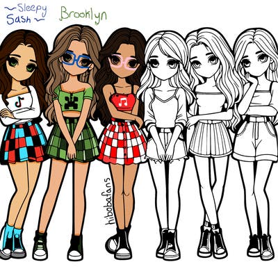 a group of girls realistic