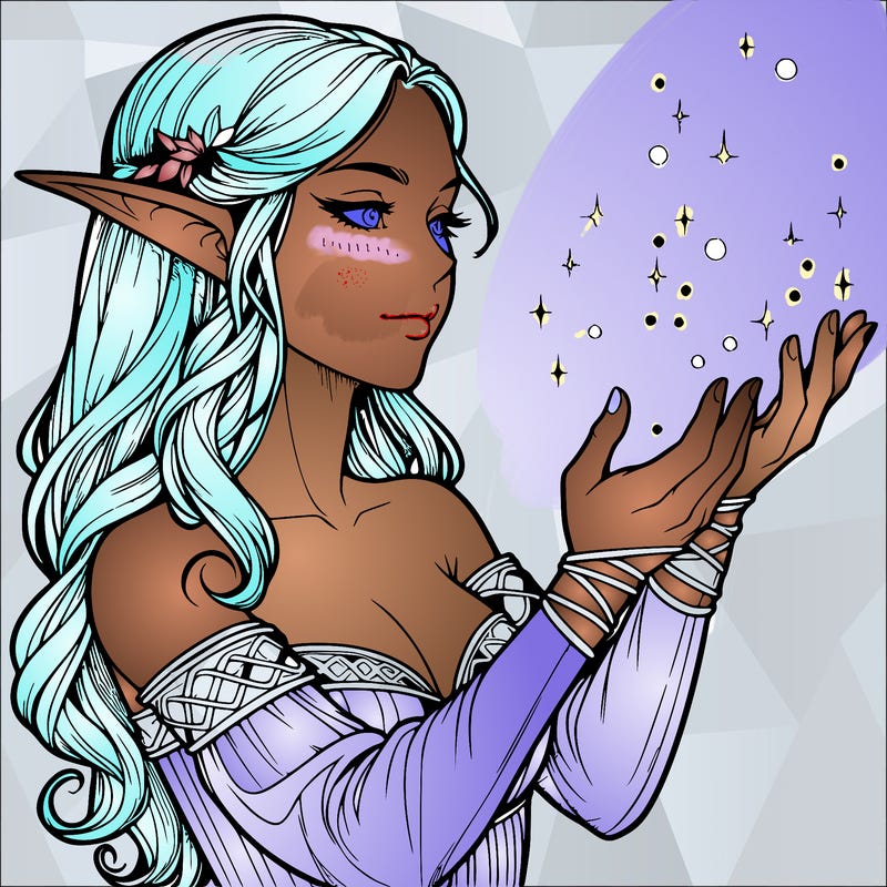 realistic elf girl doing magic