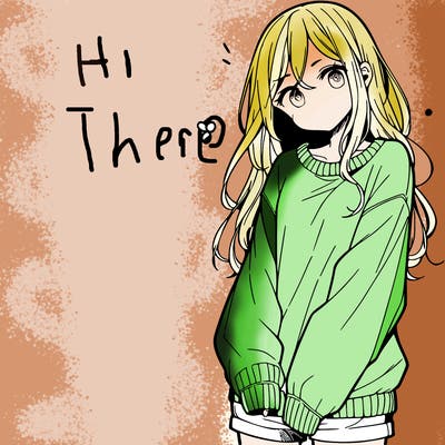 manga teen girl  in a sweater and baggy pants