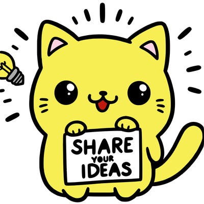 a cute cat saying share your ideas