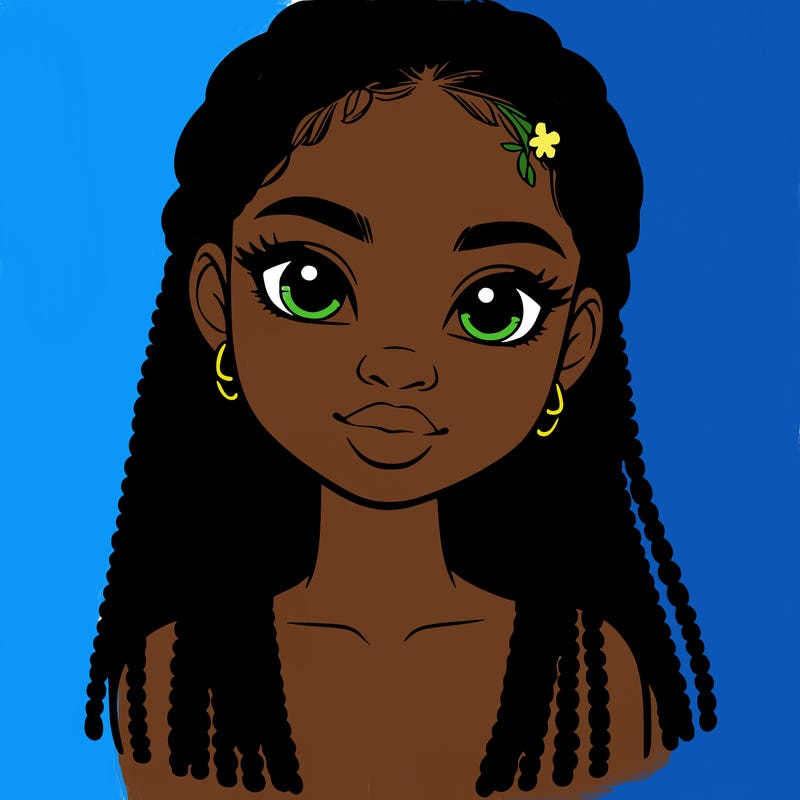 a realistic black girl with braids