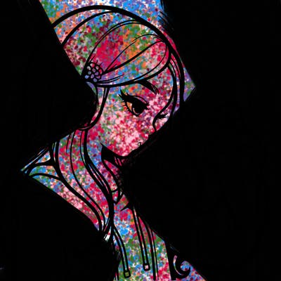 a realistic girl spray painting