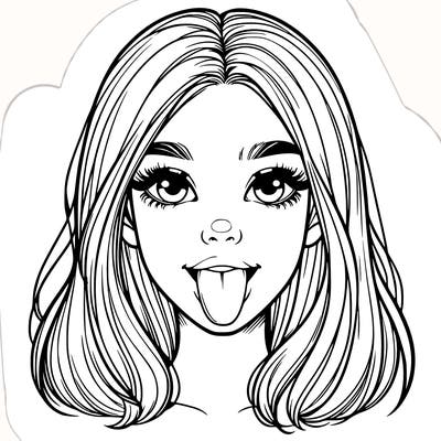 realistic girl with her tongue out
