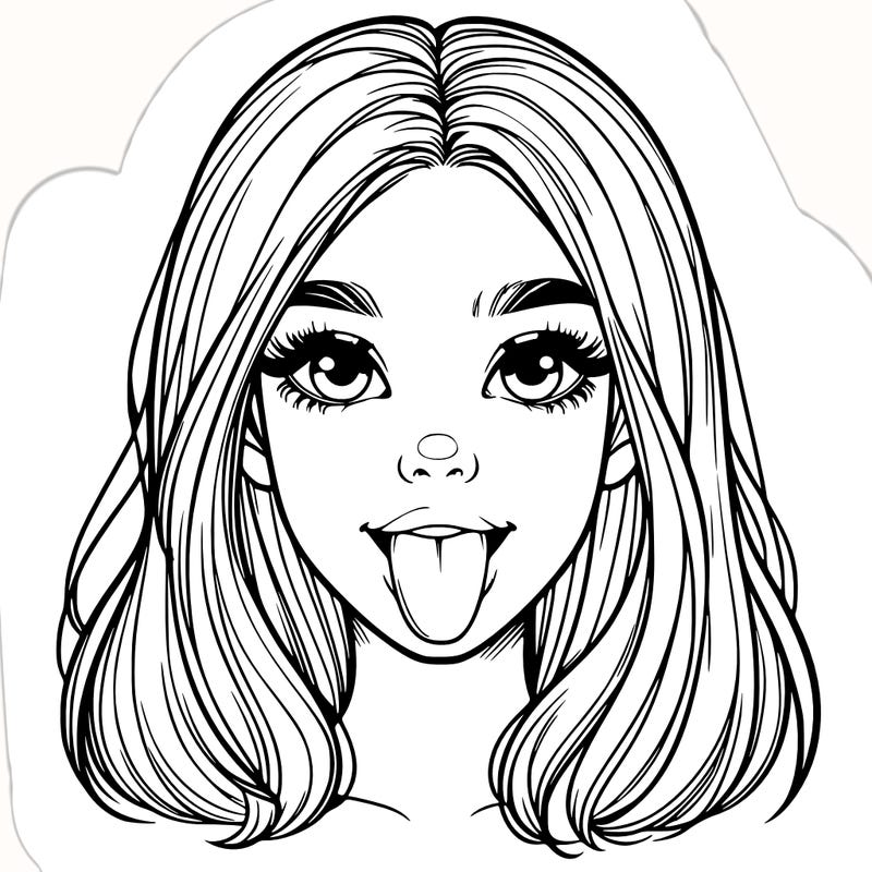 realistic girl with her tongue out