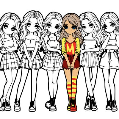 a group of girls realistic