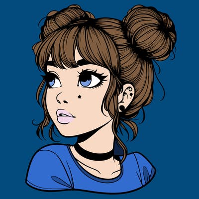 realistic girl with spacebuns
