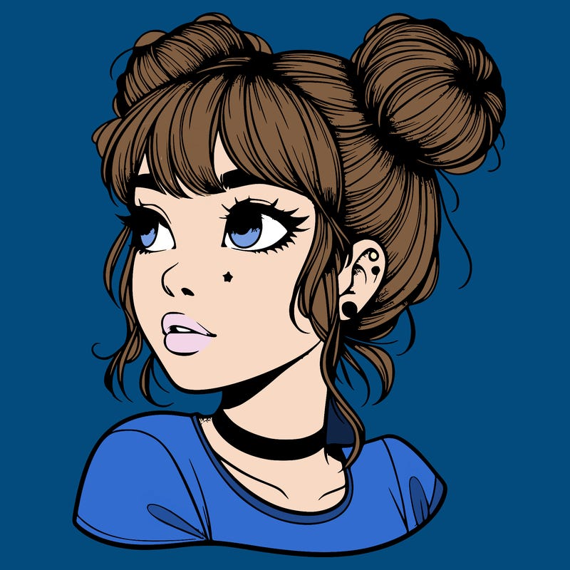 realistic girl with spacebuns