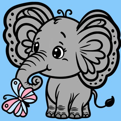 elephant with butterfly ears