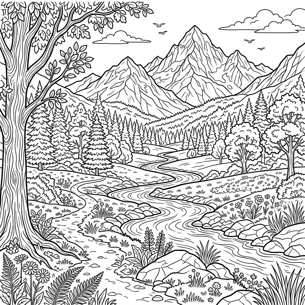 Free Printable Landscape Coloring Pages for Adults — Color Pop