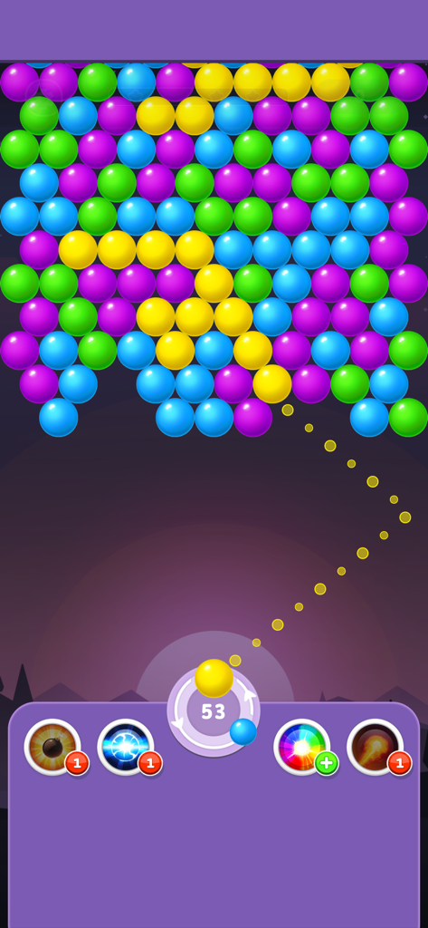 ‎Bubble Shooter Rainbow - Bubble Shooter Rainbow gameplay screen showing colorful bubbles and aiming guide