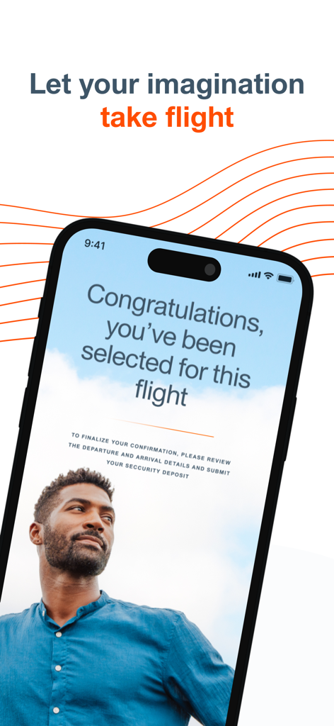 Fly Vaunt app screen displaying a flight selection confirmation message for a member