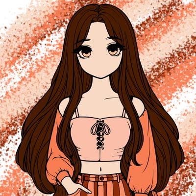 realistic girl with long hair and cute crop top