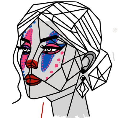 geometric art illustration of a woman's face